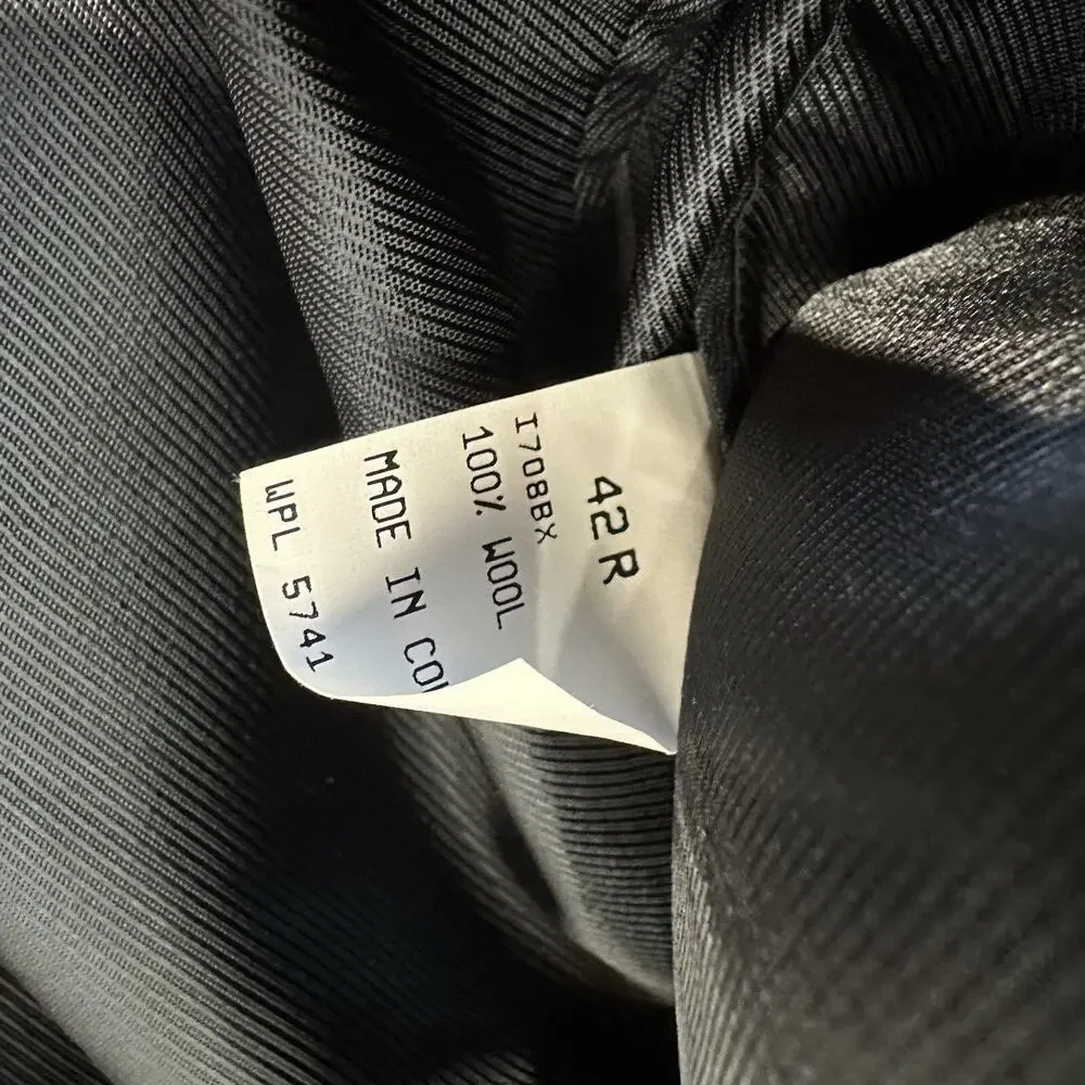 Oscar De La Renta Mens Two Button Ventless Navy Blue Wool Blazer Size 42R